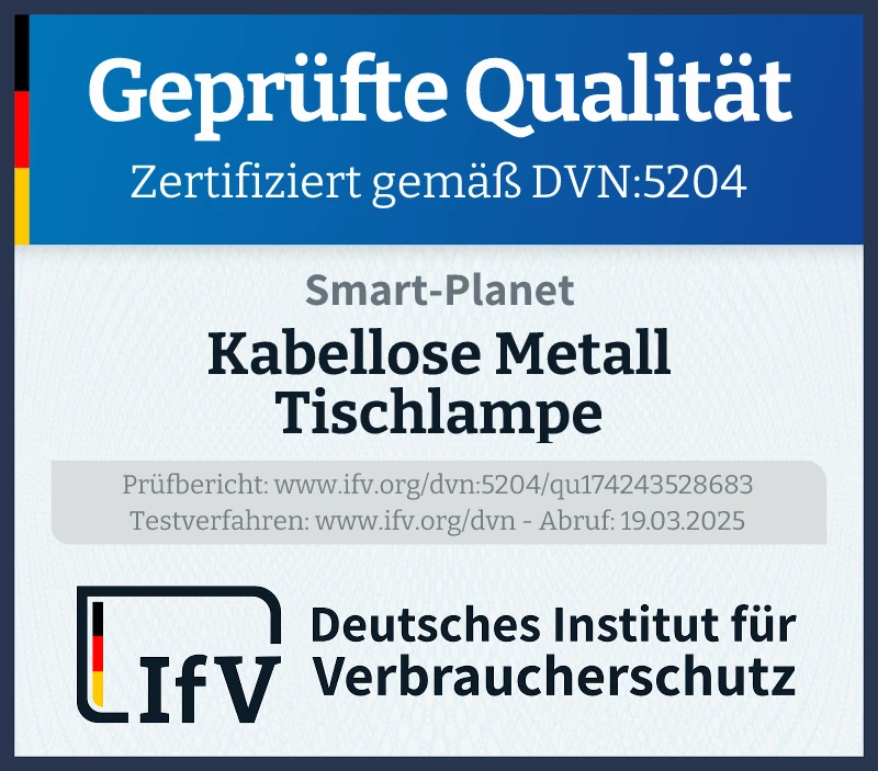 Prüfsiegel Kabellose Metall Tischlampe