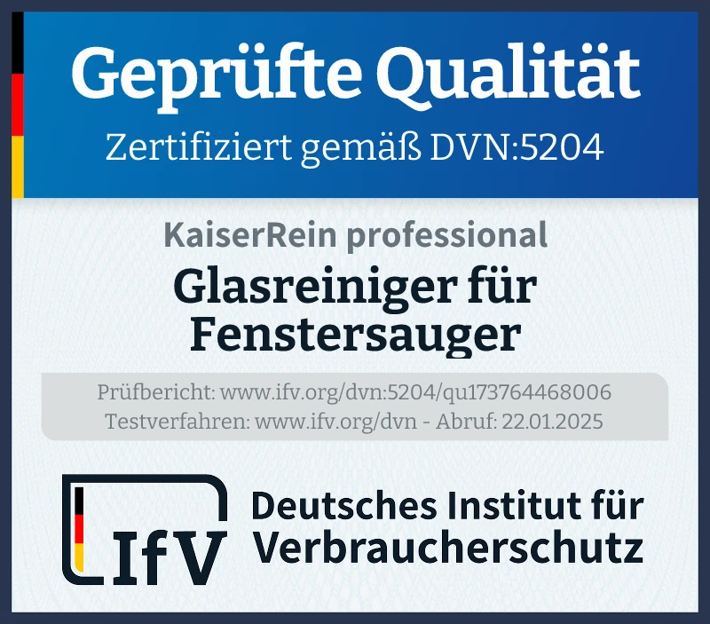 Prüfsiegel Glasreiniger für Fenstersauger