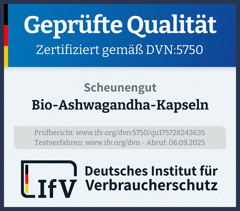 Prüfsiegel Bio-Ashwagandha-Kapseln