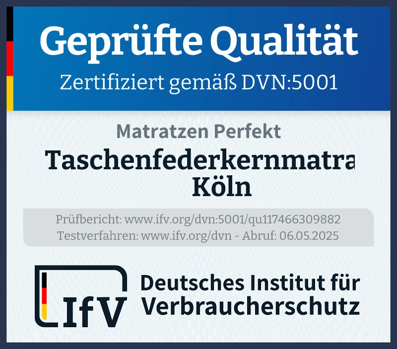Prüfsiegel Taschenfederkernmatratze Köln