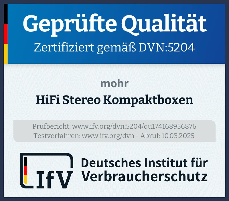 Prüfsiegel HiFi Stereo Kompaktboxen