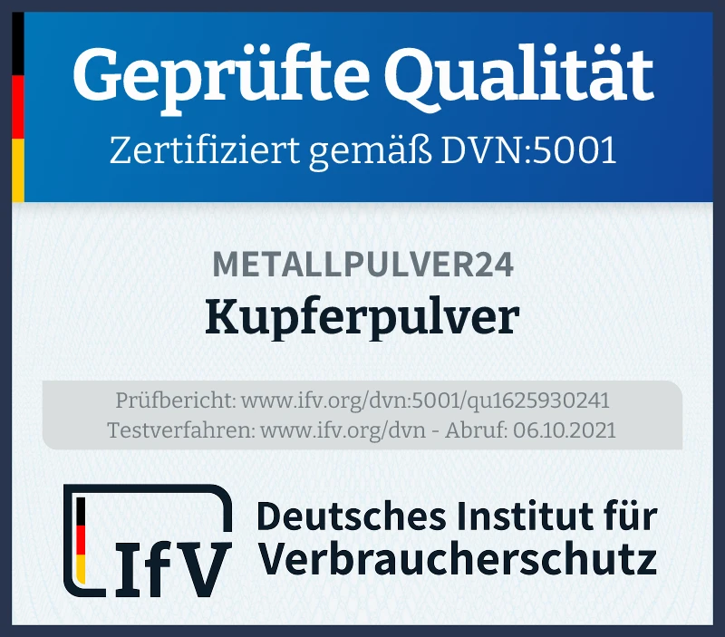 Prüfsiegel Kupferpulver
