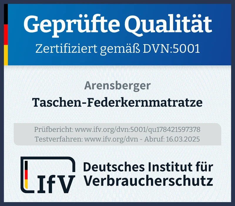 Prüfsiegel Taschen-Federkernmatratze