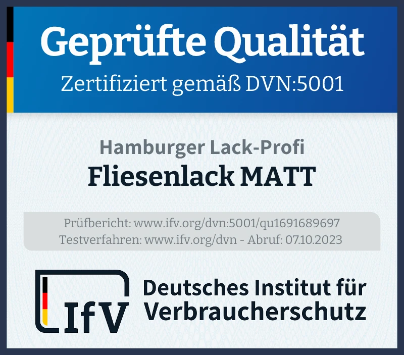 Prüfsiegel Fliesenlack MATT