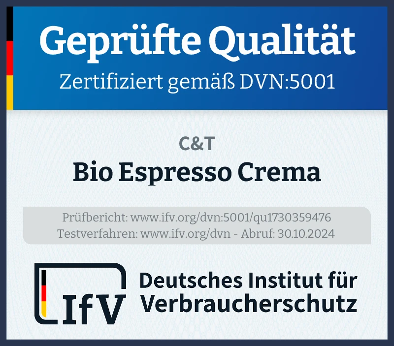 Prüfsiegel Bio Espresso Crema
