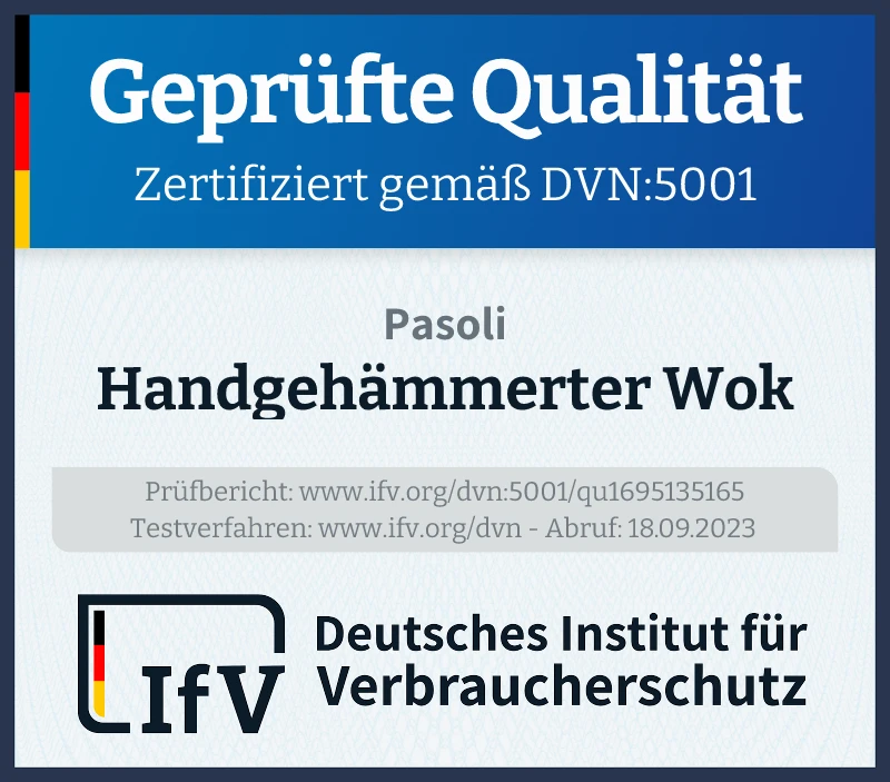 Prüfsiegel Handgehämmerter Wok