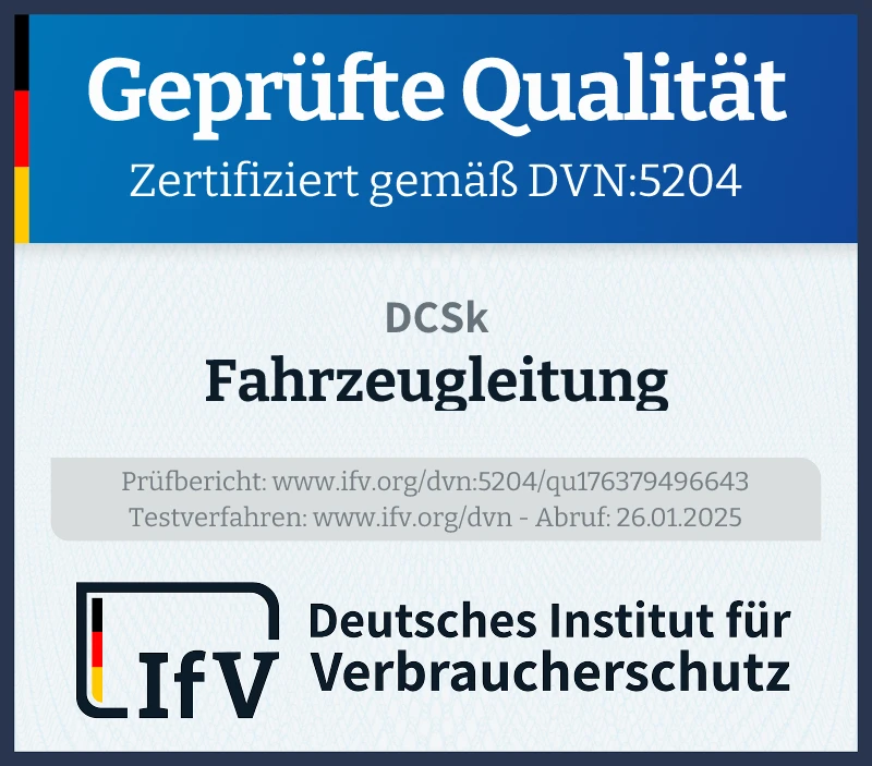 Prüfsiegel Fahrzeugleitung